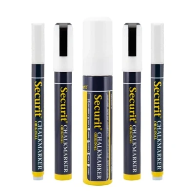 Image de Securit Lot de 5 Feutres Craie à encre liquide 1 Large, 2 Medium et Petit