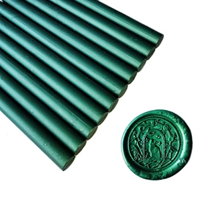 Image de AMTOL Lot de 10 bâtons cire pour sceaux cire, pistolet à colle, parfaits les invitations mariage, enveloppes, emballages cadeaux(Vert sapin)