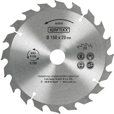 Image de kwb Lame de scie circulaire 150 x 20 mm, coupe rapide, qualité moyenne, convient pour le bois tendre et dur, les panneaux menuiserie particules