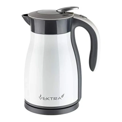 Image de Vektra Series 1 bouilloire électrique isotherme à double paroi en acier inoxydable 1.7L, blanc, sans bpa, prise EU
