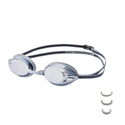 Image de Amazon Basics Lunettes de natation pour adulte, Taille unique, Unisexe, Effet miroir, argenté