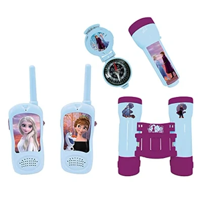 Image de Lexibook, La Reine des Neiges, Set d&#039;aventurier Complet pour Enfant, Talkies Walkies 120m, Jumelles, Lampe Torche, Boussole, RPTW12FZ