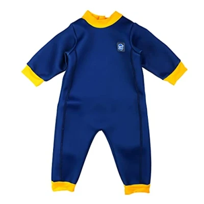 Image de Splash About La combinaison de natation ‘Warm In One’ pour les bébés, Bleu Marine &amp; Jaune, 12 24 mois