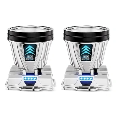 Image de lampe frontale rechargeable super lumineuse haute puissance, LED rechargeable, étanche pour camping, course à