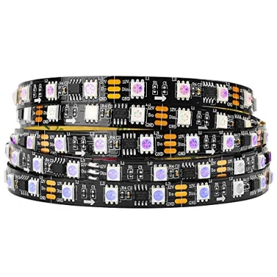 Image de BTF LIGHTING Bande LED WS2811 IC=RGB IC adressable Dream Color 5M 60LEDs/m 20Pixels/m 300LEDs 100pixels Non étanche Ruban PCB noir Flexible DC12V Effet de poursuite pour la décoration maison