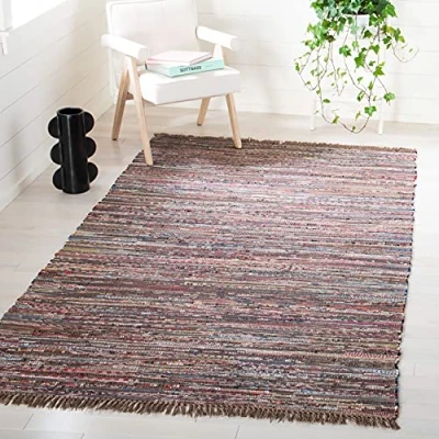 Image de Safavieh Grand Tapis de Salon rectangulaire pour Une Utilisation en intérieur, Coton, Rouille/Multi, 160 X 230 cm