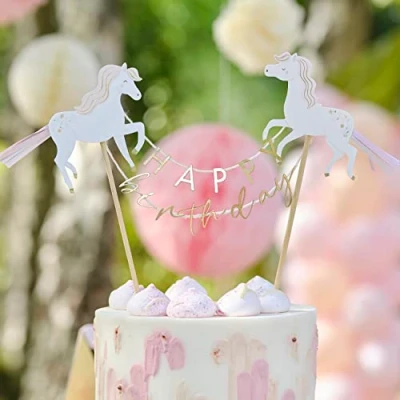 Image de Ginger Ray Décoration de gâteau Princesse Licorne Happy Bithday Multicolore