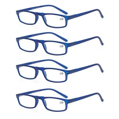 Image de MODFANS Lot de 4 Lunettes Lecture Homme Femme,Lunettes Loupe Monture Legere Branches a Ressort,Lunettes Vue Rectangle