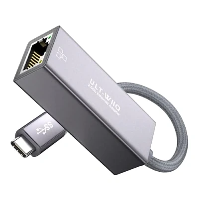 Image de adaptateur USB C Ethernet 2,5 Go, vers RJ45 GbE, réseau Gigabit 2500/1000 Mbps pour Thunderbolt 4/3, USB4, MacOS, Windows, Linux, Steam Deck, Mac Mini, Surface, NAS, serveur