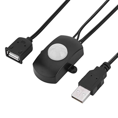Image de Mini capteur de Mouvement Infrarouge à LED, commutateur Automatique 4A DC 5 24V détecteur PIR 120 degrés avec Interface LED/USB(Noir)