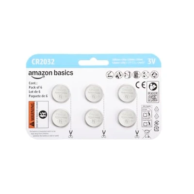 Image de Amazon Basics Lot de 6 Piles bouton au lithium CR2032