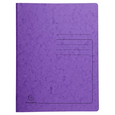 Image de Exacompta Réf. 240228E Carton de 25 chemises classement à ressort en carte lustrée 355 g/m² couverture imprimée chemise certifiée FSC® dimensions 24 x 32 cm pour format A4 violet