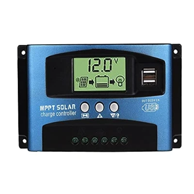 Image de contrôleur de charge solaire 40A, double USB 12V / 24V, régulateur avec écran LCD