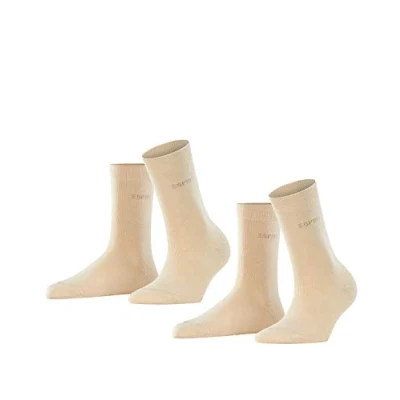 Image de Esprit Femme Uni 2 pack W So Coton Unies Lot De Paires Chaussettes, Beige, 39 42 EU