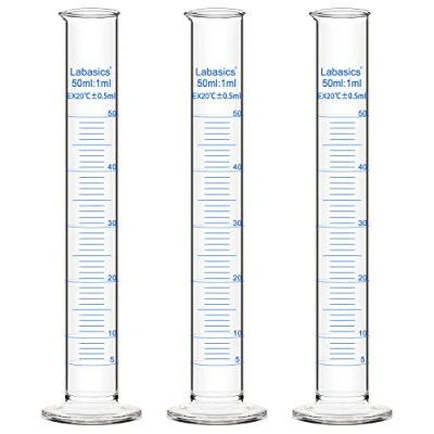 Image de Labasics Verre Cylindre Gradué (3 Paquet) 50 ml, Graduated en Borosilicaté Cylinder de Mesure Éprouvettes Cylindriques