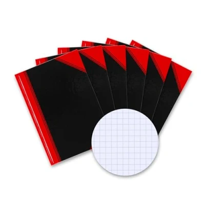 Image de Landre 100302833 Lot de 6 cahiers notes 60 g/m², format A6, papier fin sans bois, 96 pages, noir/rouge, A5