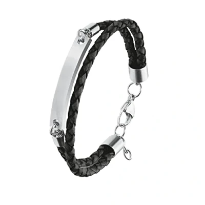 Image de s.Oliver bracelet d&#039;identification pour homme en acier inoxydable, 20 + 2 cm, noir, livré dans une boîte cadeau à bijoux, 2020903