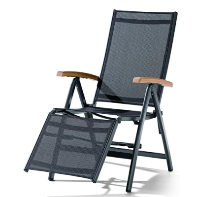 Image de SIEGER 990/G G KT Relax Cadiz Dossier et Repose Pieds Réglables en 6 Positions Aluminium/Textilux Gris Foncé