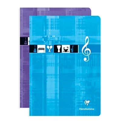 Image de Clairefontaine 3114C Un Cahier Agrafé de Musique A4 21x29,7 cm 48 Pages 10 Portées avec Lignes Papier Blanc 90 g Couverture Carte Pelliculée Couleur Aléatoire