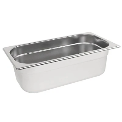 Image de Vogue Bac Gastronorme 1/3, Inox, Profondeur : 100 mm, Capacité 3,7 litres, Récipient de conservation des aliments chauds et froids, Compatible Bain Marie, Couvercle vendu séparément, K933