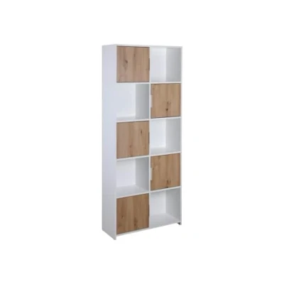 Image de Inter Link Commode 5 Portes Buffet Étagère sur Pied pour Chambre, Salon, Salle de Bains Chêne Artisan Blanc Bois Composite Robuste Facile d&#039;entretien Pepeto 5TW