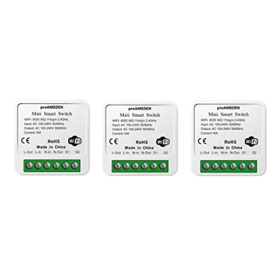Image de proAMEDEN HomeKit Interrupteur intelligent Wi Fi 16 A, [3/un] Mini Smart Switch Wifi, module commutateur, application CozyLife fonctionne avec commande vocale Siri, compatible Alexa, Google Home.