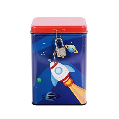 Image de I TOTAL® Tirelire drôle avec Cadenas et clés/Porte Monnaie en métal Fermeture (Space Adventure)