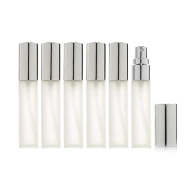 Image de Enslz Lot de 6 flacons vaporisateurs en verre givré 10 ml Rechargeables Pour parfum 2 pipettes 3 (argent)