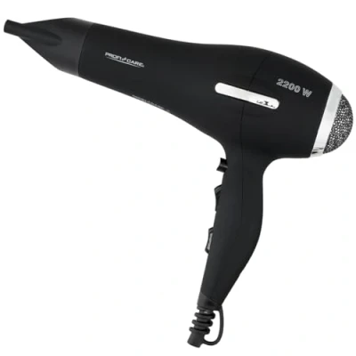 Image de ProfiCare PC HT 3017, Séche Cheveux, 2 200 W, fonction ionisation, souffle froid, moteur CA professionnel, câble extra long (environ m), 3 niveaux de température et puissance, Noir