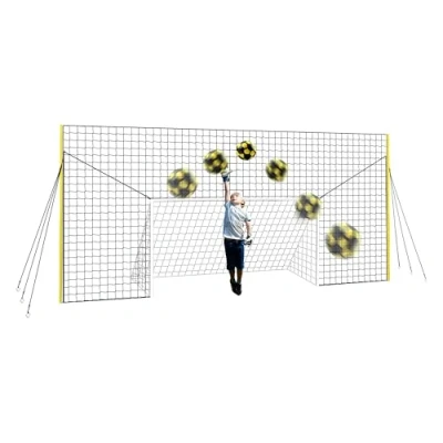 Image de Open Goaaal Filet de But Football avec dosseret et rebondisseur Sport pour Une barrière Jardin Tout en Un, Junior