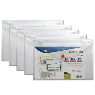 Image de Arche A5 Carry File Popper Wallet avec bouton pression de fichiers Classique Transparent (lot 5) 33539