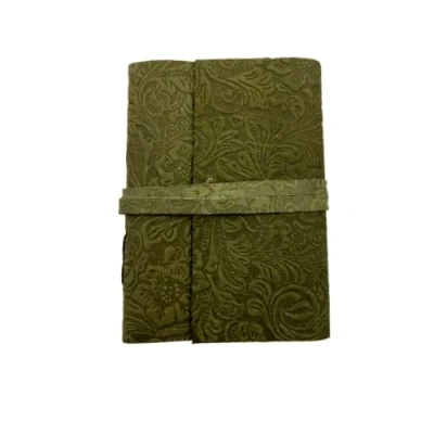 Image de OVERDOSE GREEN FLOWER Leather Journal Avec Des Fleurs Antiques Art Handmade Edge Paper Bound Carnet de croquis en cuir dessin 5 X 7 Pouces 12x17 Cm A6