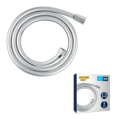 Image de GROHE VitalioFlex Silver Long Life TwistStop Flexible de douche 1500mm, anti pliures, finition brillante, raccord fileté universel 1/2&quot;, chromé 22109000 (Import Allemagne)
