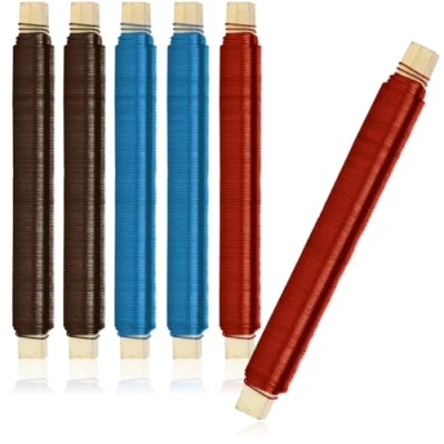 Image de com four® 6X Ensemble de Fil d&#039;emballage Fleurs, Reliure Peint en Marron, Rouge et Bleu, enroulé sur Un bâton Bois, 600 g (Couleur 06 pièces)