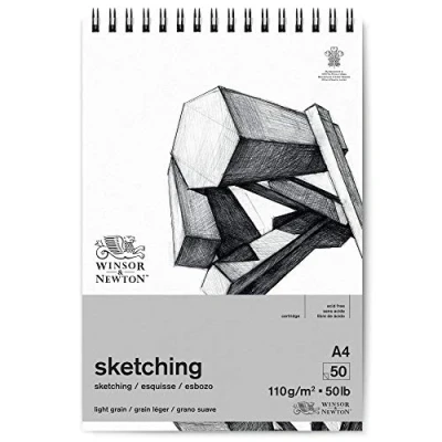 Image de Winsor &amp; Newton, Papier, Esquisse Bloc Spirale Extra Blanc 110G A4 50F, Set de 50 Pièces