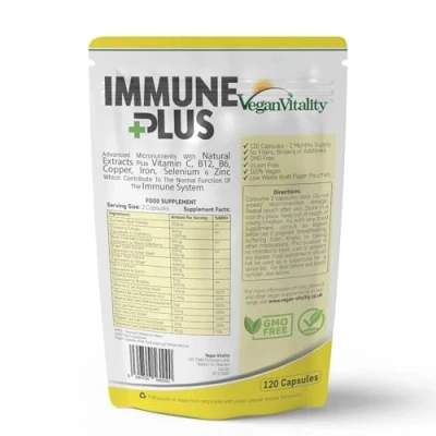 Image de Immune Plus Vitamines Système Immunitaire 14 &amp; Extraits Naturels, la Vitamine C le Zinc Curcuma Sélénium Gingembre Canneberge Sureau l’ail B12 B6