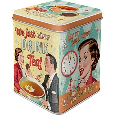 Image de Nostalgic Art Boîte à thé rétro 100 g Tea &amp; Cookies Together Idée Cadeau pour Les Fans de Nostalgie Rangement en Vrac et sachets Design Vintage