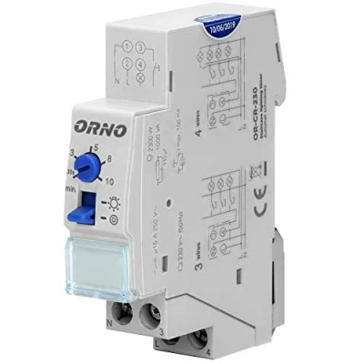 Image de Orno CR 230 Interrupteur Minuterie Electronique d&#039;Escalier 230v Charge Max 2300W Montage Rail DIN