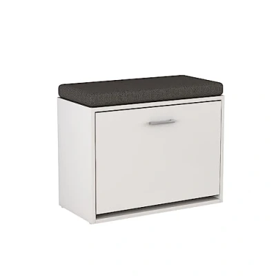 Image de Oskar Store Vicco Banc pour Chaussures Georg, Blanc, 60 x 49.5 cm avec Support