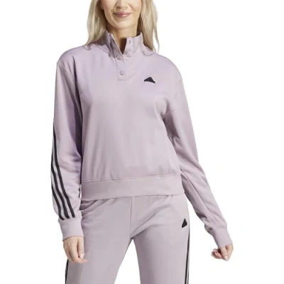 Image de adidas Femme Iconic Wrapping 3 Stripes Snap Track Jacket, preloved Fig/Black, S