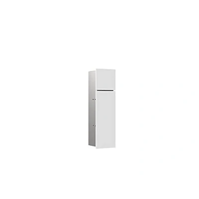 Image de Emco ASIS Pure Module encastré, Salle de Bain, Papier Toilette et Porte Brosse WC, Armoire Haute avec Fonction « Push to Open », Blanc Mat, butée à Gauche, Bois, 17 cm x 60 14,9