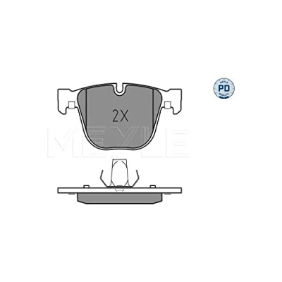 Image de MEYLE 025 237 3116/PD Jeu de plaquettes frein PD Quality Essieu arrière contact signal d&#039;usure exclu avec tôle anti bruit BMW: 5 GT, 7