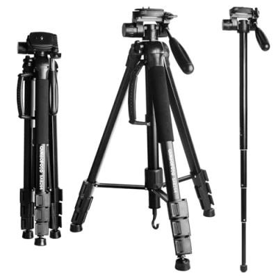 Image de CAMBOFOTO 176.5cm Trépied/Monopod, Trépied Appareil Photo avec Un Monopode de 165cm pour DSLR Caméra et Sac Transport