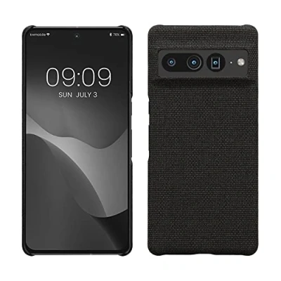 Image de kwmobile Coque Compatible avec Google Pixel 7 Pro Housse de Protection en Tissu Textile Gris foncé