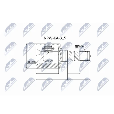 Image de NTY NPW KA 315 Tête de Cardan boîte automatique à 4 vitesses, 5 vitesses du côté KIA: SORENTO 1