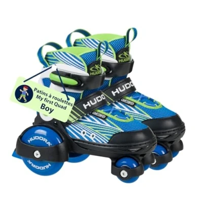 Image de HUDORA Patins à roulettes My First Quad en différentes tailles &amp; couleurs Rollers taille réglable de qualité pour enfants jusqu&#039;à 20kg sûrs débutants avec grandes roues