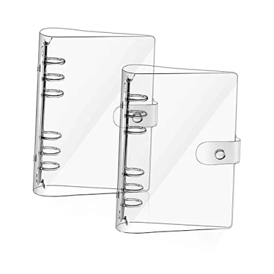 Image de 2 Pièces Classeur A5, A5 Couverture Classeur, De Reliure à Anneaux, Transparente Dossier 6 Trous, Étanche, Avec Bouton Gression, Pour Feuilles Volantes Bricolage