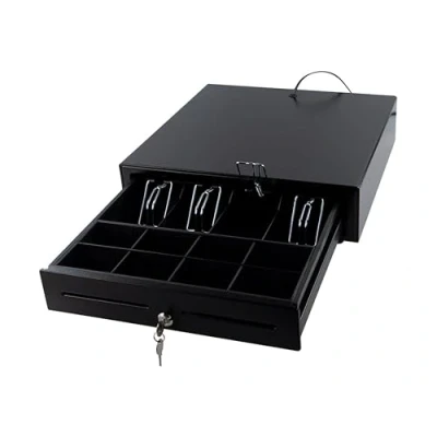 Image de Grand Tiroir Caisse Pour Enregistreuse, Insert Remplaçable, économique, 4 Compartiments Billets/8 pièces, Boutons Pression Billets, HDWR SecureTill 410R