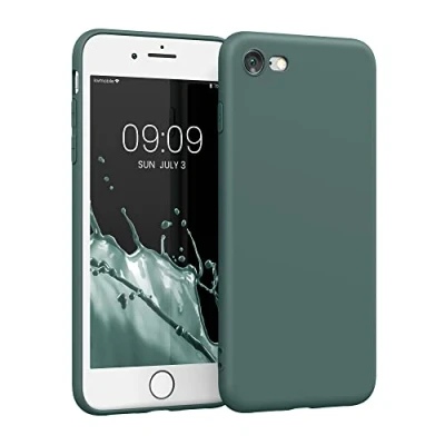 Image de kwmobile Housse Compatible avec Apple iPhone SE (2022) / (2020) 8 7 Coque de téléphone en TPU Protection Appareil Photo Bleu Vert