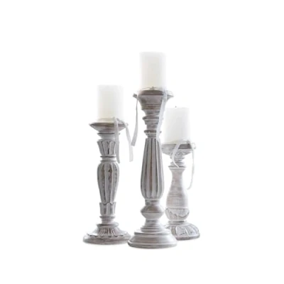 Image de Loberon Lot de 3 Chandeliers Folligny manguier, Fer H/L/P/D env. 38/12 / 12/12 cm Blanc Vieilli